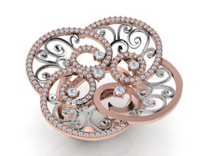anel da flor jóias ouro o cad anéis pedras gem rodada platina de prata engajamento casamento diamand brillant branco jóia luxo a moda 3d print model - Mito3D