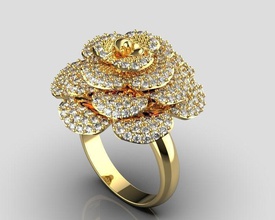 anillo flor de la oro joyería brillante decoración gem el platino moda plata diamante imprimible sterling y belleza compromiso diamant lujo los anillos 3d print model - Mito3D