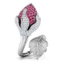 flor anel joalheria diamante esterlina noivado Casamento jóias jóia brilhante ouro imprimível prata moda beleza argolas 3d print model - Mito3D