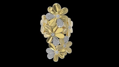 fleur bague bijoux luxe 39 anneau fleurs pierre 3dring 3dflower bijou mariage platine gemme brillant diamant argent anneaux 3d print model - Mito3D