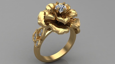 flower ring gold silver luxtury fashion printable jewellry platinum brilliant gem diamond beauty jewelry woman women 3d sterling zee rhino rings 3d print model - Mito3D