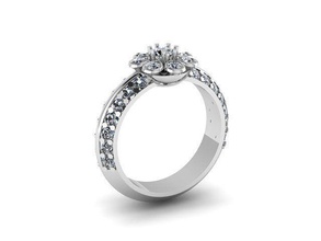 Blume Ring Diamant golden Silber Schmuck Ringe 3d print model - Mito3D