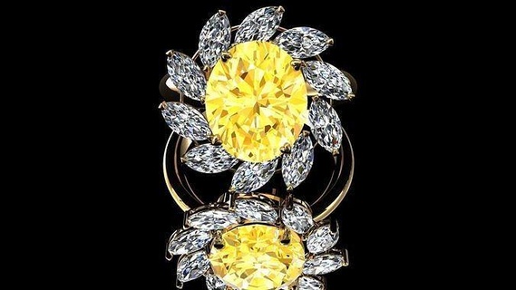 çiçek yüzük mücevher takı lüks kırat kristal platin parlıyor gümüş yazdırılabilir elmas parlak altın moda güzellik safir nişan yakut çap yüzükler 3d print model - Mito3D