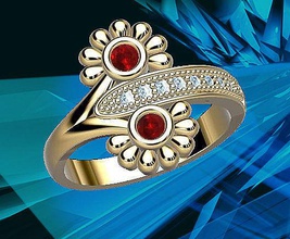 flower ring jewelry design sterling gold rings 3d print model - Mito3D