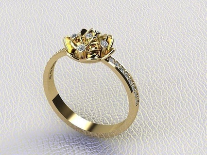 flor anillo oro plata latón flores imprimible dedo piedras regalo compromiso prototipos hermoso elegante diseño joyería joya anillos 3d print model - Mito3D
