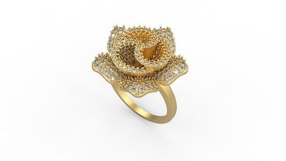 Blume Ring 002 Gold Juwel Schmuck Silber druckbar Diamant Frau Mode Hochzeit Solitär Saphir Rubin Liebe Ringe 3d print model - Mito3D