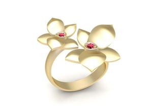 flower ring 111 jewelry fashion accessories gold diamond woman women design rings 3d print model - Mito3D