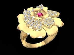 flower ring 1493 jewelry fashion accessories gold diamond woman women design rings 3d print model - Mito3D
