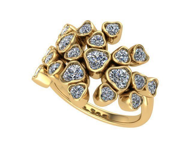 flower ring 2 jewelry diamond golden silver rings 3D print model - Mito3D
