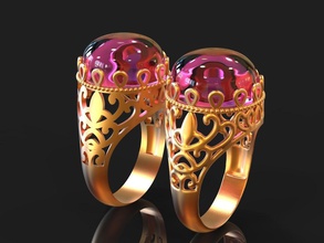 anello fiore stampato in 3d gioielli anelli oro d'oro gemma giro roundgem moda argento porototyping la stampa printabl di il design 3dprinted fuzhen 3d print model - Mito3D