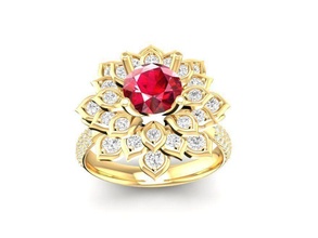 flower ring 41 jewelry fashion accessories gold diamond woman women design rings 3d print model - Mito3D