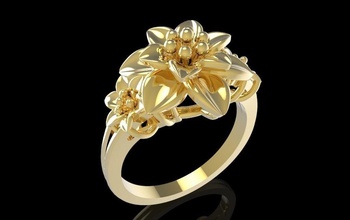 çiçek yüzük 618 takı moda aksesuarlar altın elmas kadın kadin tasarım feng shui yüzükler 3d print model - Mito3D