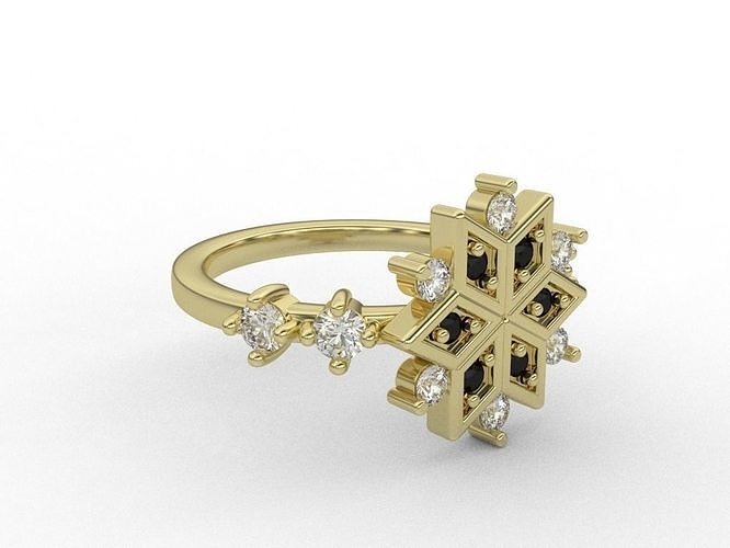 çiçek yüzük 6 puan takı yüzükler altın elmas yazdırılabilir mücevher nişan moda güzellik parlak düğün cad 3D print model - Mito3D
