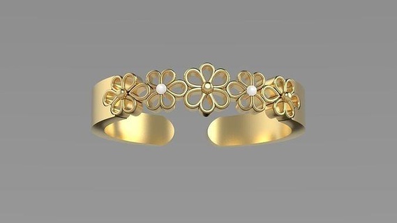 çiçek yüzük grup ayarlanabilir takı Aşk düğün parlak Öz gümüş Sanat mücevher yansıma platin elmas ayrık parlamak kalp yüzükler 3d print model - Mito3D