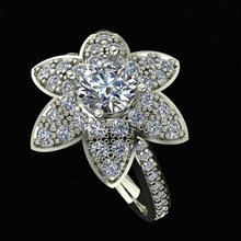 Blume ring Diamanten Schmuck diamond gold Silber Diamant-ring Mode-ring Juwel gold-ring Hochzeit rose solitaire-ring solitaire Ringe 3d print model - Mito3D