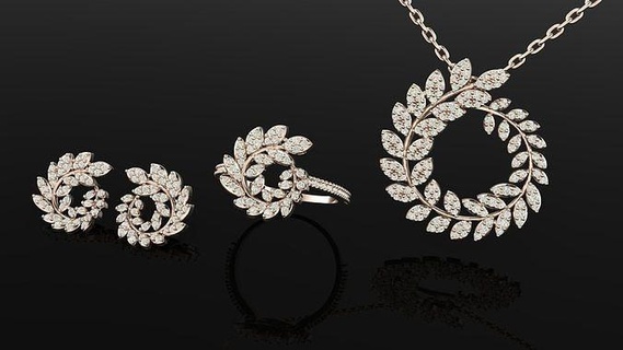 fleur bague boucle d'oreille pendentif or bijoux bijou mariage diamant engagement engagem goujat Collier argent gemme boucles d'oreilles 3d print model - Mito3D