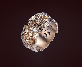 bague fleur de pierres précieuses bijoux la l'anneau rose d'argent mariage imprimable floral blanc nature en diamant botanique les anneaux 3d print model - Mito3D