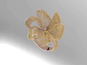fleur bague hexaleaf or d'or bijoux impression sonnerie goujat conception net modèle imprimable argent anneaux mode 3d 3d print model - Mito3D