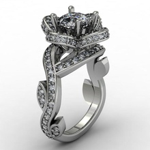 Blume ring verlässt Schaft Schmuck gem gold bedruckbar ist engagement Ringe 3d print model - Mito3D