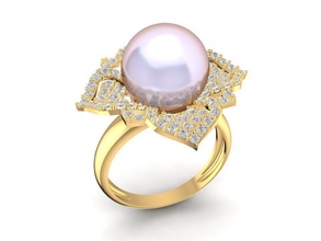 flower ring pearl 1387 jewelry fashion accessories gold diamond man men woman women unisex design fengshui rings 3d print model - Mito3D
