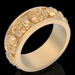 flor anillo plata oro imprimible joyería joya 3d modelo Boda compromiso platino libra esterlina zbrush tendencia Moda fantasía lux lujo diseño anillos 3d print model - Mito3D