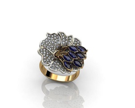 flower rings 01 gems gemstone jewellery emerald amethyst sapphire fashion challenge jewelry 3d print model - Mito3D