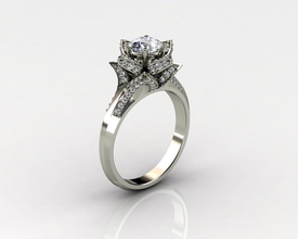 anillos de la flor 02 joyería anillo el diamante boda oro plata desafío moda los 3d print model - Mito3D