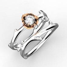 flower rings set jewelry ring diamond engagement wedding precious gold gemstone gems jewellery jewel diamonds brilliant 3d print model - Mito3D