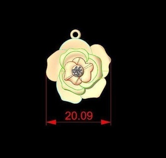 fleur Rose pendentif Collier 2 or argent bijoux bijou beauté imprimable mode pendentifs 3d print model - Mito3D