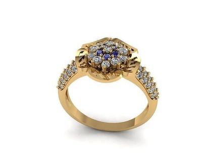flor safira noivado anel joalheria gema precioso platina luxo diamante moda ouro elegante clássico brilhante arte rico vintage Casamento argolas 3d print model - Mito3D