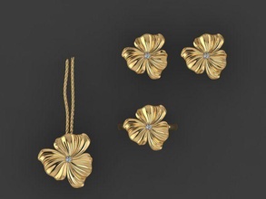 fleur ensemble hibiscus in or acessorios mode 3d matrice bijoux designer golddesigner jewellerydesigner rhinocéros bague collier pendentif tendance oreille modèle bracelet pendentifs 3d print model - Mito3D