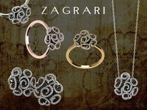 fiore impostato oro gioielleria squillare diamante gemma gioiello moda brillante orecchino carattere donna anelli 3d print model - Mito3D
