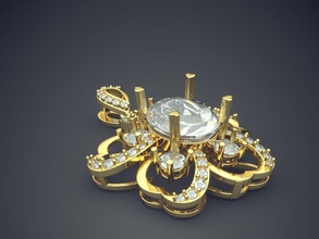 flower shape diamond pendant cad-6701 jewelry brilliant cad design detail engagement gem gold jewel jewellery platinum printable ring rings silver wedding pendants 3d print model - Mito3D