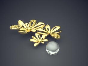 flor colgante en forma de perla la joyería oro joya anillo los anillos boda compromiso el diamante brillante cad gem platino imprimible plata detalle diseño 3d print model - Mito3D