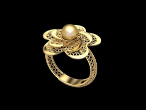 flor anel ouro joalheria jóias impressão prototipagem fundida gema moda moderno prata luxo diamante casamento solitário banda noivado argolas 3d print model - Mito3D