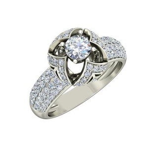 flor conformado Roca anillo diamantes 8 brillante canalla diseño detalle diamante compromiso joya oro joyería platino imprimible anillos plata Boda pentante 3d print model - Mito3D