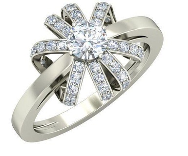 flor conformado plata anillo diamantes 16 brillante canalla diseño detalle diamante compromiso joya oro joyería platino imprimible anillos Boda pentante 3d print model - Mito3D