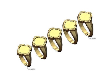 flower shaped window signet ring us sizes 5to9 floral ornament jewelry printable gold silver jewellery fashion sterling vintag statement engravble 3d model rings 3d print model - Mito3D