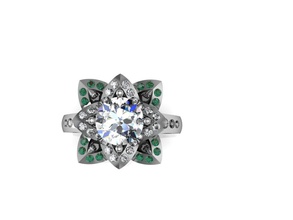 flor solitario anillo moda compromiso diamante platino oro joya moderno personaje humano ropa joyería anillos 3d print model - Mito3D