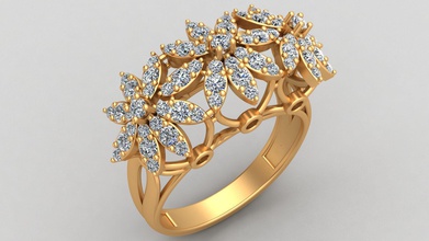 blume stil engagement hochzeit diamant gold ring schmuck brillant mode frau mädchen druckbar ohrring marquise juwel baum natur ringe 3d print model - Mito3D