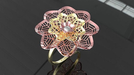 flor turco anel arte Projeto luz brilhante joalheria argolas 3d print model - Mito3D