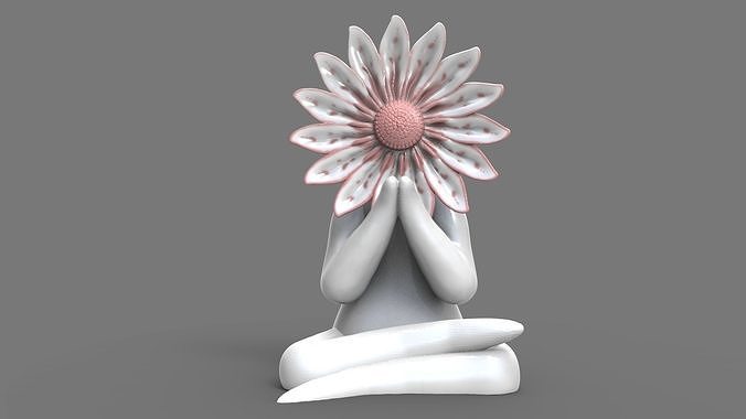 çiçek kadın 1 yoga sanat heykel şekil iç vücut deko retro tencere ekici kişi genel dekor poz geleneksel ev 3D print model - Mito3D