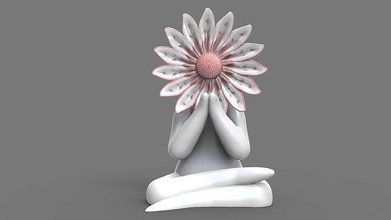 fiore donna 1 yoga arte scultura statua figura interni corpo deco retrò pentola fioriera persona generale arredamento posa tradizionale casa 3d print model - Mito3D