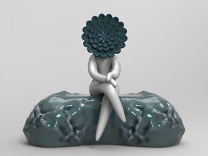 fleur femme 2 stl 3d impression art sculpture statue figure intérieur corps déco rétro pot planteur yoga général pose traditionnel maison décor 3d print model - Mito3D