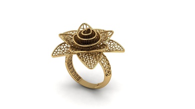 la flor de las mujeres los anillos joyería anillo oro moda 3d print model - Mito3D