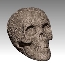 flowered scull head art antique vintage decoration flowers other 3d print model - Mito3D