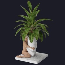 vaso fiori 2 donna abbracciando pianta fiore ufficio casa aria gadget pentola arredamento mobilia 3d print model - Mito3D
