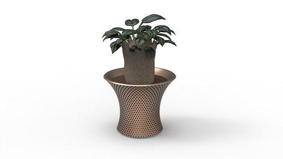 flowerpot checkered pattern type rhinoceros futurism wooden fence refraction plant nature font green art sculptures 3d print model - Mito3D