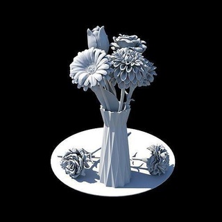 flowers in vase flower nature plant rose gerbera dahlias tulip carnation art sculptures 3d print model - Mito3D