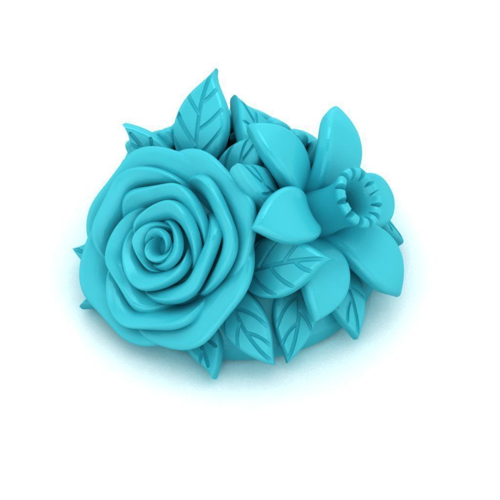 fiori bouquet orecchini gioielli natura gli il design rosa narciso margherita giro regalo amore unico 3D print model - Mito3D